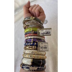 LOT of 12 Sequin Cloisonne Multicolored Enameled Bangle 7 1/2" Bracelets NEW